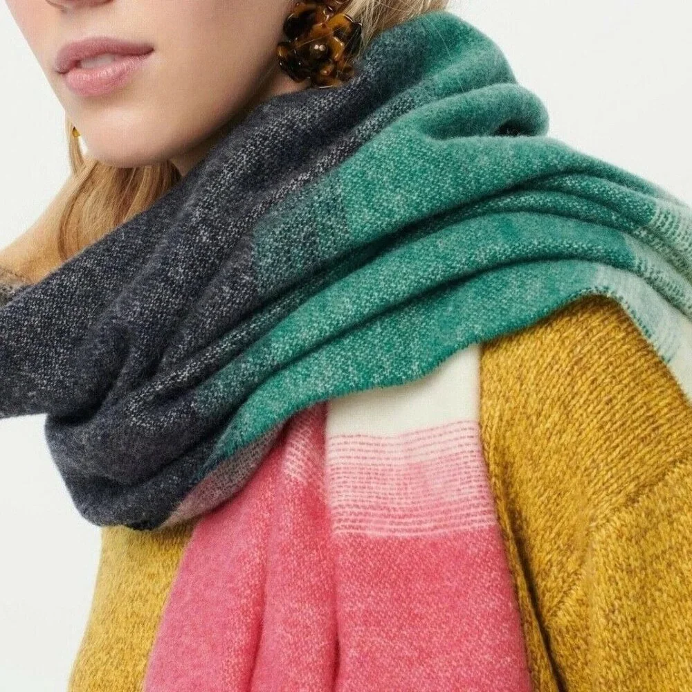 NWOT J. Crew Scarf With Ombre Stripes Italy Wool Blend